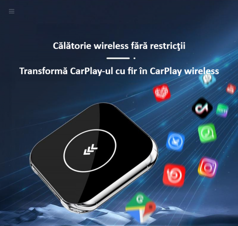 Adaptor wireless CarPlay & Android Auto 2-in-1 Q1BM, compatibil cu Apple iOS 10+ si Android 11+, WiFi 5GHz, Plug-and-Play, compact si usor, transmisie stabila, conexiune Bluetooth, negru [8]