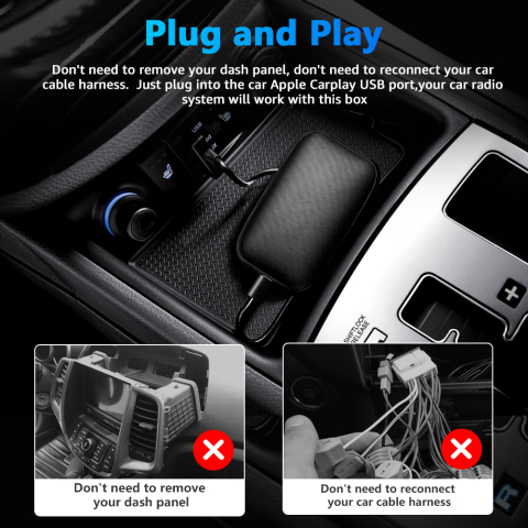 Adaptor wireless CarPlay & Android Auto 3-in-1 AI Box ZYTEQ®️, compatibil cu Apple iOS 12+ si Android 11+, configurare usoara Plug-and-Play, conexiune Bluetooth 5.4, WiFi 5GHz, suporta Netflix, Youtub [3]