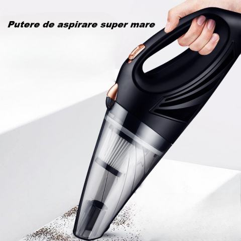 Aspirator auto portabil, functie de aspirare umeda si uscata, filtru HEPA, 30.000 rot/min, 3500Pa, putere 90W, accesorii incluse, capacitate recipient praf 0.5L, negru [2]