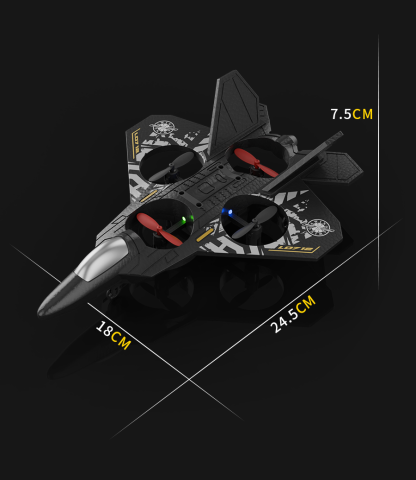 Avion RC cu telecomanda ZYTEQ®️L0712, planor din spuma cu inaltime fixa, jucarie quadcopeter, gri-auriu [1]