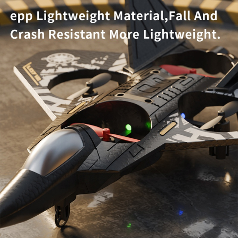 Avion RC cu telecomanda ZYTEQ®️L0712, planor din spuma cu inaltime fixa, jucarie quadcopeter, gri-auriu [4]