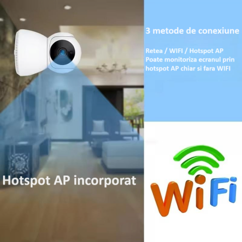 Baby monitor, wireless, monitorizare video audio bebelusi, vedere nocturna avansata, audio-video, sunet bidirectional clar, panoramare si inclinare, stocare card TF sau cloud, senzor de miscare, alb [4]