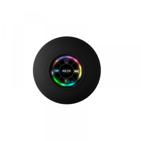 AUDIO - Boxa portabila ZYTEQ®️, difuzor Bluetooth cu LED, wireless, impermeabila, cu ventuza pentru baie, rezistenta la apa IPX4, Bluetooth 5.0, neagra