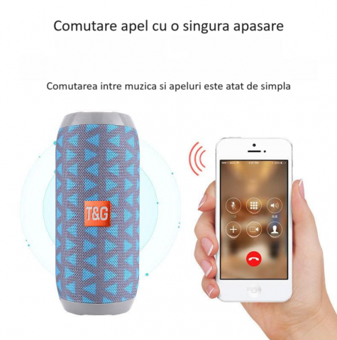 Boxa portabila ZYTEQ®️, difuzor Bluetooth cu LED, wireless, impermeabila, cu ventuza pentru baie, rezistenta la apa IPX4, Bluetooth 5.0, albastra [2]