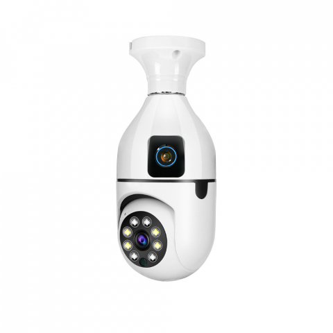 Camera de supraveghere duala Full HD 1080P, WiFi bulb PTZ dual-lens, panoramica, wireless, E27, rotatie 360°, senzor de miscare, leduri, lumina, infrarosu, aplicatie telefon, viziune nocturna, alba [4]
