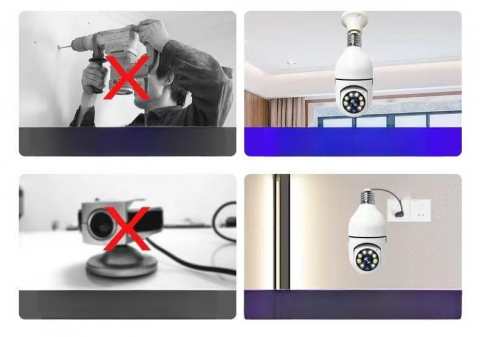 Camera de supraveghere Full HD 1080P 2.4G/5G WiFi PTZ E27, wireless, 4x zoom digital, rotatie 360°, senzor de miscare, aplicatie telefon, viziune nocturna, comunicare bidirectionala, alba [3]