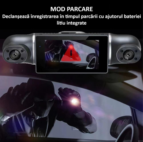 Camera video de bord auto Full HD 1080P, 4 lentile, WIFI, ecran IPS de 3 inch, G-sensor, inregistrare in bucla, Night Vision, WDR, detectare miscare, protejeaza fisierele in caz de accident, neagra [7]