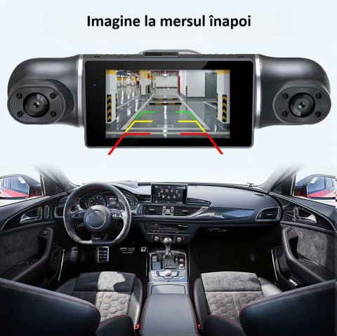 Camera video de bord auto Full HD 1080P, 4 lentile, WIFI, ecran IPS de 3 inch, G-sensor, inregistrare in bucla, Night Vision, WDR, detectare miscare, protejeaza fisierele in caz de accident, neagra [9]