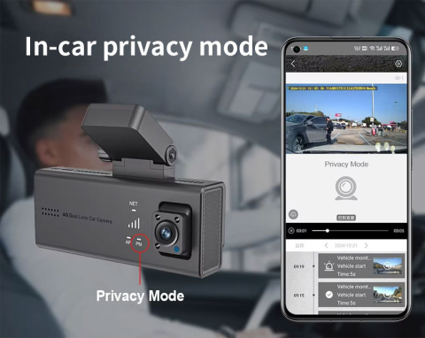Camera video de bord auto ZYTEQ®️, 4G + Dual Lens, monitorizare live 24/7, Radar detection - alerte precise pentru miscare si impact, Night Vision, GPS - localizare exacta a vehiculului, Two-way Audio [6]