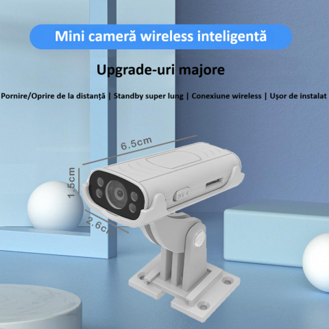 Camera wireless de supraveghere HD mini smart, 1080P, interior/exterior, viziune nocturna IR, detectare miscare, unghi larg, conexiune mobila, hotspot video integrat, consum de energie redus, alba [5]