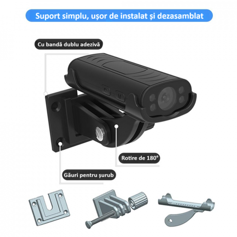 Camera wireless de supraveghere HD mini smart, 1080P, interior/exterior, viziune nocturna IR, detectare miscare, unghi larg, conexiune mobila, hotspot video integrat, consum de energie redus, alba [3]