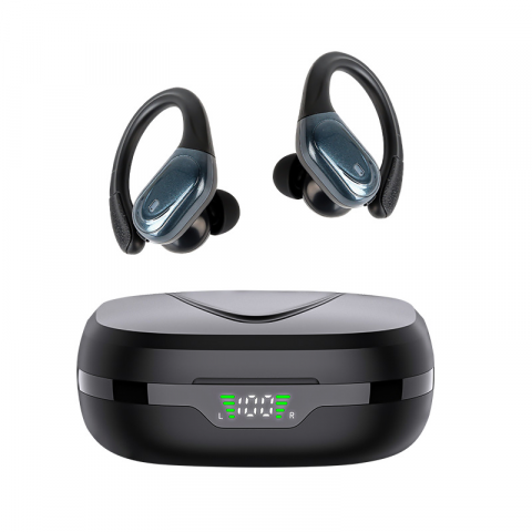 AUDIO - Casti wireless earbuds Bluetooth cu reducere activa hibrida a zgomotului, TWS, in ear, audio, microfon, afisaj digital, Bluetooth 5.3, latenta mica de 40 ms, rezistente la apa, negre
