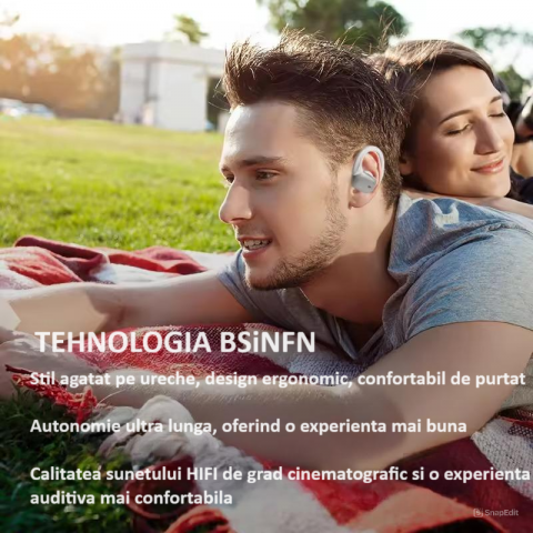 Casti wireless earbuds Bluetooth cu reducere activa hibrida a zgomotului, TWS, in ear, audio, microfon, afisaj digital, Bluetooth 5.3, latenta mica de 40 ms, rezistente la apa, negre [5]