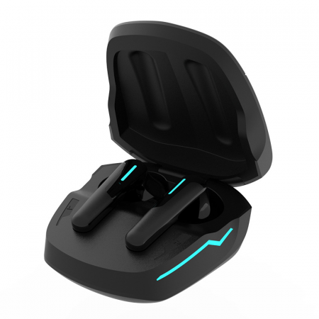 AUDIO - Casti wireless earbuds Bluetooth cu anulare activa a zgomotului, TWS, in-ear, control vocal, Bluetooth, sunet Hi-Fi, latenta de 40 ms, rezistente la apa, design ergonomic si confortabil, negre