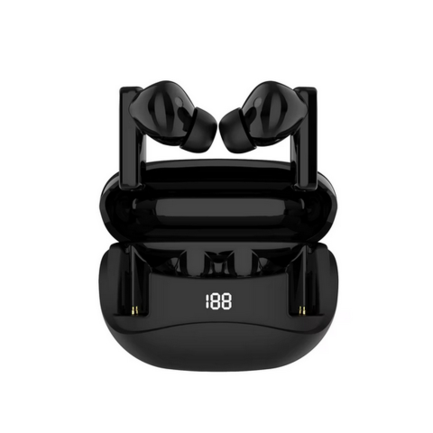 AUDIO - Casti wireless ZYTEQ® Bluetooth 5.3, ANC, TWS in-ear, afisaj digital, microfon, control touch, rezistente la apa, compatibile universal, negre