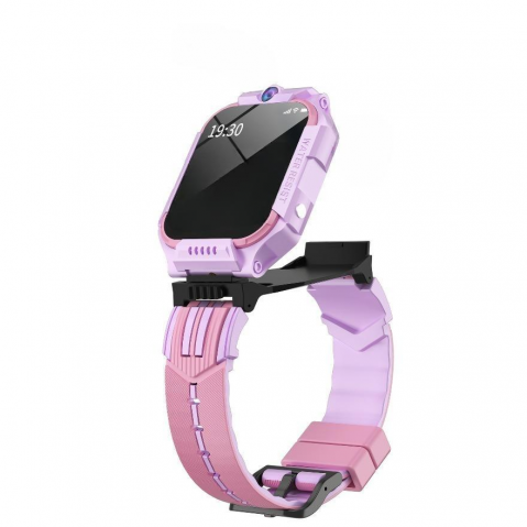 COPII - Ceas Smartwatch cu cartela SIM, suport video, rotativ si detasabil, functie de telefon, camera duala HD, purtabil la gat, rezistent la apa, ecran de 1.83", apel video, chat vocal, localizare, roz