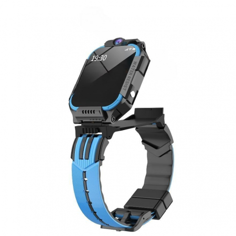 COPII - Ceas Smartwatch cu cartela SIM, suport video, rotativ si detasabil, functie de telefon, camera duala HD, purtabil la gat, rezistent la apa, ecran de 1.83", apel video, chat vocal, localizare, albastru