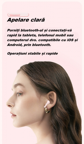 Casti wireless Bluetooth B21, audio, in ear, fara fir, casti Bluetooth 5.3, autonomie 24h, control tactil/smart touch, rezistente la apa IPX4, compatibilitate universala, iOS, Android, albe [11]