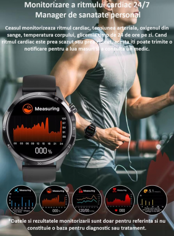 Ceas Smartwatch GT4 PRO+, Sport, Apel bluetooth, Rezistent la apa, Ecran 1.53", Monitorizare activitati fizice, somn, ritm cardiac, pedometru, Incarcare Wireless, Unisex, Android, IOS, argintiu [9]
