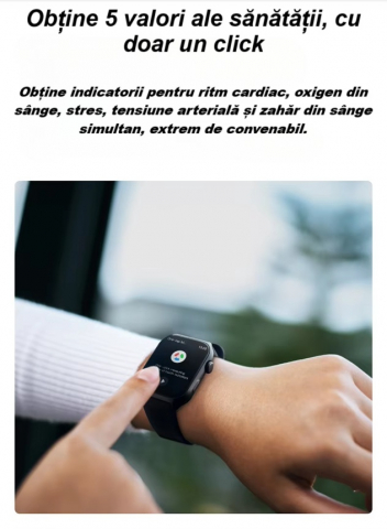 Ceas Smartwatch  GTS7 PRO, Sport, Bluetooth, Rezistent la Apa, Ecran 2.0", Monitorizare Activitati Fizice, Somn, Ritm Cardiac, Pedometru, Incarcare Magnetica, Moduri Sport, Android & iOS, Negru [12]