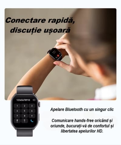 Ceas Smartwatch  GTS7 PRO, Sport, Bluetooth, Rezistent la Apa, Ecran 2.0", Monitorizare Activitati Fizice, Somn, Ritm Cardiac, Pedometru, Incarcare Magnetica, Moduri Sport, Android & iOS, Negru [14]