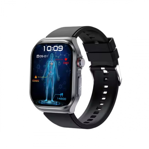 SMARTWATCH-URI - Ceas Smartwatch ET585,ECRAN 2.04", ECG, HRV, glucometru, analiza bioelectrica, monitorizare tensiune, oxigen sange, ritm cardiac, temperatura corp, somn, activitati fizice, apel SOS, pedometru, negru