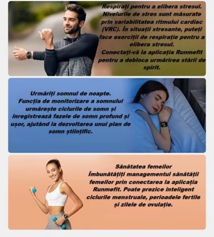 Ceas Smartwatch  GTS7 PRO, Sport, Bluetooth, Rezistent la Apa, Ecran 2.0", Monitorizare Activitati Fizice, Somn, Ritm Cardiac, Pedometru, Incarcare Magnetica, Moduri Sport, Android & iOS, Negru [11]