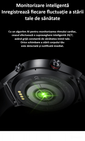 Ceas smartwatch, NFC, apel Bluetooth, ecran 1.28", control tactil, monitorizarea sanatatii, activitatilor fizice, somnului, ritmului cardiac, pedometru, incarcare magnetica, Android, iOS, negru [16]