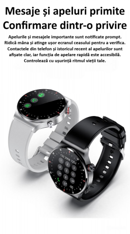 Ceas smartwatch, NFC, apel Bluetooth, ecran 1.28", control tactil, monitorizarea sanatatii, activitatilor fizice, somnului, ritmului cardiac, pedometru, incarcare magnetica, Android, iOS, negru [9]
