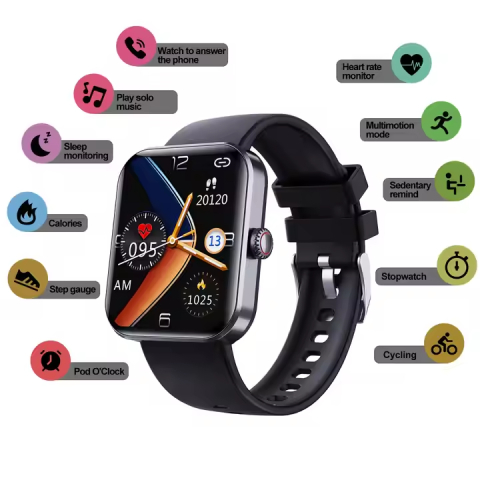 Ceas smartwatch ZYTEQ®️, ecran 1.91", Bluetooth, inteligent, fitness, sport, rezistent la apa, functie smart numarat pasi, alarma, notificari apeluri, mesaje si social media, monitorizare ritm cardiac [2]