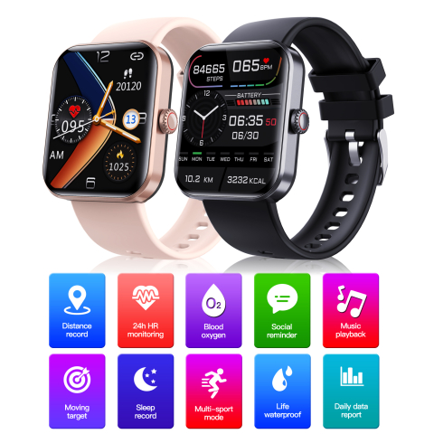 Ceas smartwatch ZYTEQ®️, ecran 1.91", Bluetooth, inteligent, fitness, sport, rezistent la apa, functie smart numarat pasi, alarma, notificari apeluri, mesaje si social media, monitorizare ritm cardiac [2]