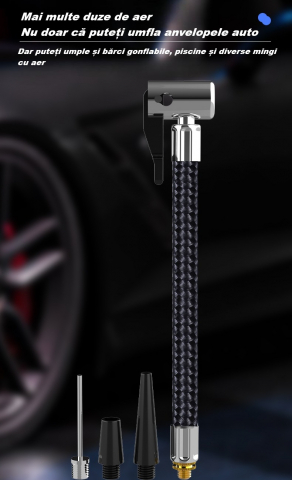 Compresor auto portabil, cu afisaj digital LED, lanterna LED, baterie externa, 150 PSI, 4 capete de umflare, pentru automobil, motocicleta, bicicleta, minge, barca, saltea, husa de depozitare, negru [10]