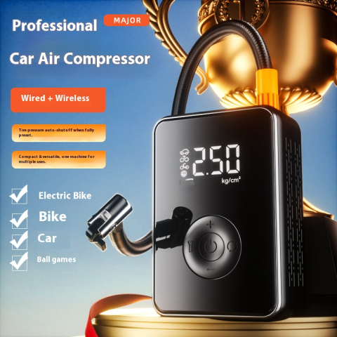 Compresor auto portabil ZYTEQ®️, pompa de aer, afisaj digital, lanterna LED, monitorizare in timp real a presiunii, baterie 2x2000 mAh, 150 PSI, iluminare de urgenta, negru [3]