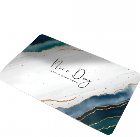 Covor de baie universal, din diatom, absorbant, antiderapant, design rulabil pentru depozitare usoara, 40x60 cm, alb cu albastru [3]