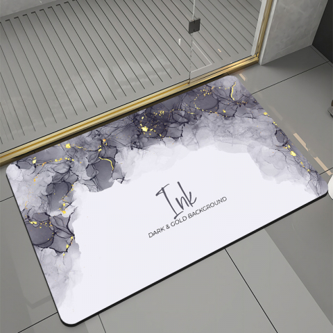 Covor de baie universal, din diatom, absorbant, antiderapant, design rulabil pentru depozitare usoara, 40x60 cm, gri cu auriu [5]