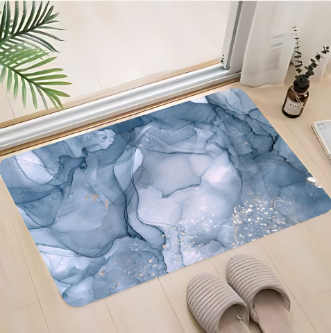 Covor de baie universal, din diatom, absorbant, antiderapant, design rulabil pentru depozitare usoara, 60x90 cm, albastru ocean [5]