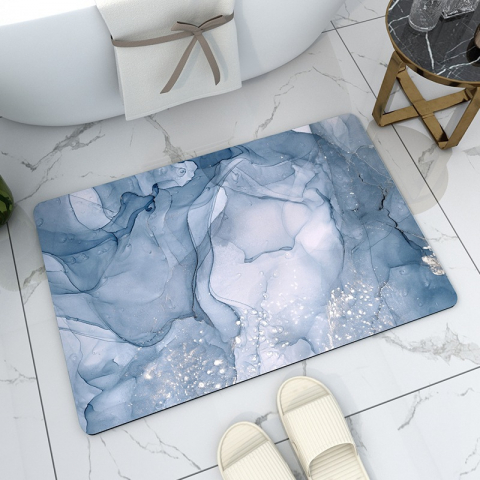 Covor de baie universal, din diatom, absorbant, antiderapant, design rulabil pentru depozitare usoara, 60x90 cm, albastru ocean [3]