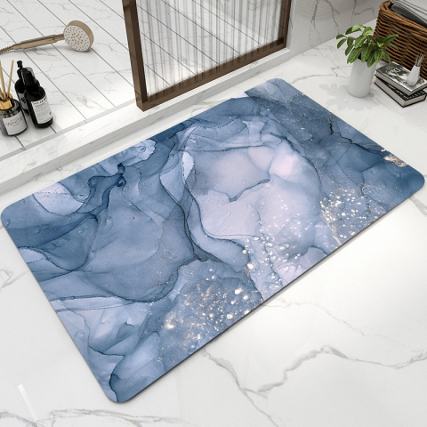 Covor de baie universal, din diatom, absorbant, antiderapant, design rulabil pentru depozitare usoara, 60x90 cm, albastru ocean [8]