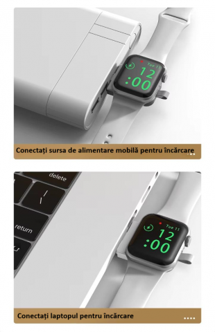 Incarcator wireless tip statie de incarcare 6 in 1, boxa, ceas, Bluetooth, fast charge, incarcare rapida, compatibil cu Apple Watch, AirPods, iPhone, Android, Samsung, telefoane cu functia Qi, negru [12]
