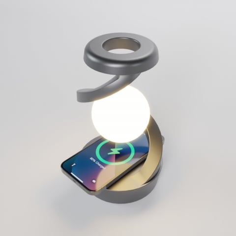 Lampa inteligenta rotativa, pentru birou sau noptiera, cu multiple moduri de control, senzor de miscare, lumina difuza de noapte, lumina RGB, baterie incorporata, gri [2]