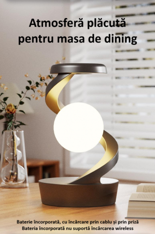 Lampa inteligenta rotativa, pentru birou sau noptiera, cu multiple moduri de control, senzor de miscare, lumina difuza de noapte, lumina RGB, baterie incorporata, gri [9]
