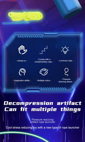 Lansator electric franghie ZYTEQ® fosforescent, loop lasso, jucarie interactiva anti-stres, reincarcabila, pisici, caini, copii, albastru deschis [5]