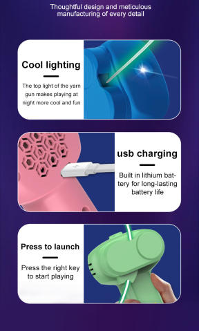 Lansator electric franghie ZYTEQ® fosforescent, loop lasso, jucarie interactiva anti-stres, reincarcabila, pisici, caini, copii, albastru deschis [7]