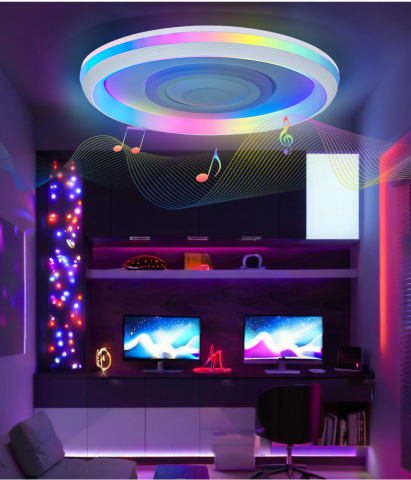 Plafoniera LED inteligenta ZYTEQ®️, putere 74W, eleganta, control prin telecomanda si aplicatie Tuya sau Smart Life APP, muzica prin Bluetooth, lumina RGB calda si rece, alba [10]