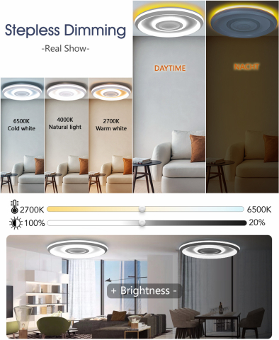 Plafoniera LED inteligenta ZYTEQ®️, putere 74W, eleganta, control prin telecomanda si aplicatie Tuya sau Smart Life APP, muzica prin Bluetooth, lumina RGB calda si rece, alba [2]