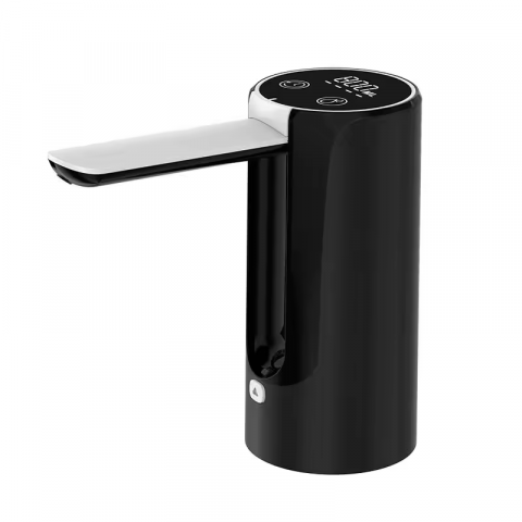 CASA - Pompa electrica pentru apa cu afisaj LED, pliabila, baterie 1200 mAh, incarcare USB-C, dozator cu ecran digital si touch, compatibila cu bidoane de 5L/7.5L/11L/18.9L, indicator nivel baterie, neagra