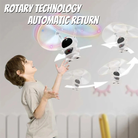 Robot spatial zburator ZYTEQ®️, jucarie interactiva, lumini LED, astronaut luminous, alb [9]