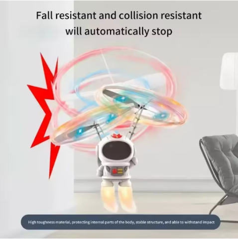 Robot spatial zburator ZYTEQ®️, jucarie interactiva, lumini LED, astronaut luminous, alb [12]