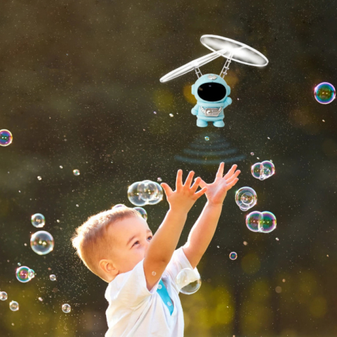 Robot spatial zburator ZYTEQ®️, jucarie interactiva, lumini LED, astronaut luminous, albastru [6]