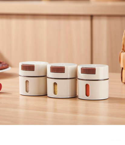 Set de 6 cutii de condimente magnetice ZYTEQ®️, montare pe perete, capac rotativ, detasabile, usor de curatat, culoare alba [2]